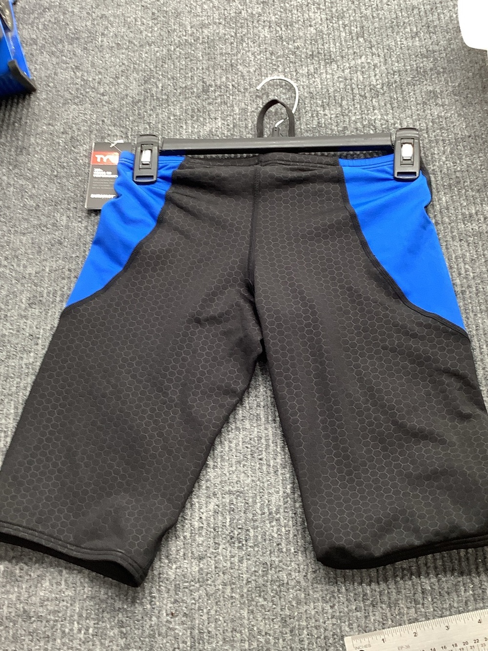 TYR Men's Athletic Swim Jammer - Black with Royal Blue Panels